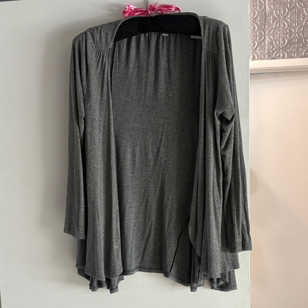 Gray Open Front Cardigan